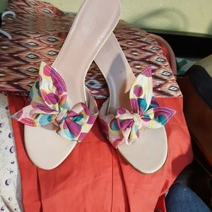 Anne Klein floral dress sandals 9m